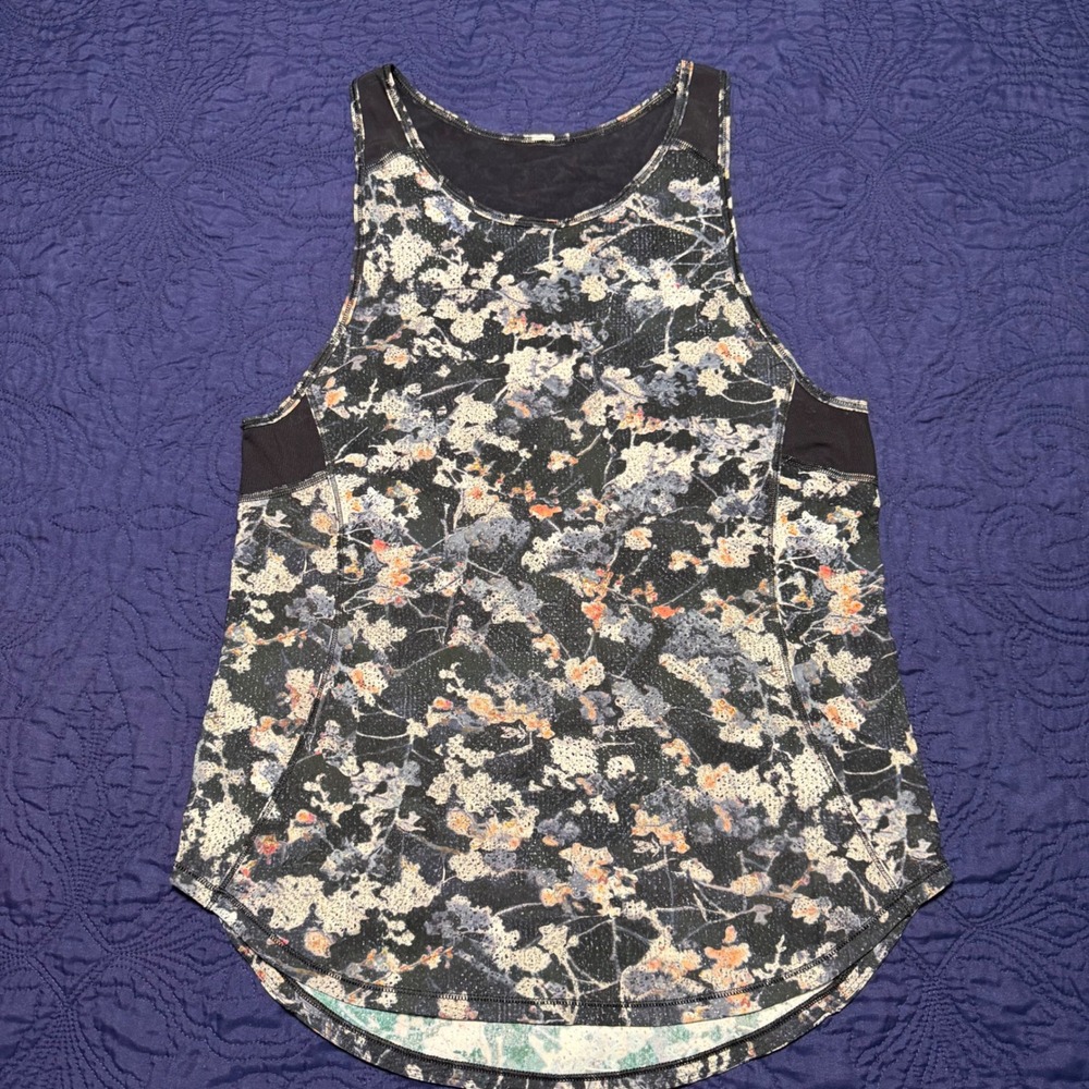 Lululemon Sculpt Tank Top Floral Print Mesh Back Racerback Running Workout Sz 4